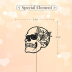Skull Silhouette Cake Topper, Gothic Rose Skull Cake Decor, Black Glitter Skeleton Skull Cake Topper for Wedding, Gothic Theme Bridal Shower/Birthday Party Decoration