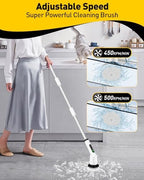 Electric Spin Scrubber for Cleaning Bathroom, Shower Scrubber Cordless Cleaning Brush with IPX7 Waterproof & 2 Speed, 3 Brush Heads, Bathroom Cleaning Supplies for Shower Tub Kitchen Tile Toilet White