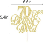 Sparkling 70 Years Blessed & Loved Cake Topper - 70th Birthday, 70th Wedding Anniversary, Wedding/Anniversary Party Decorating supplies.