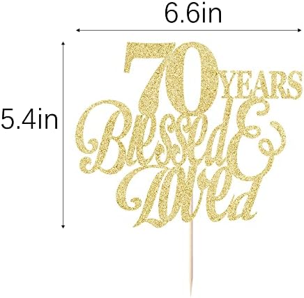 Sparkling 70 Years Blessed & Loved Cake Topper - 70th Birthday, 70th Wedding Anniversary, Wedding/Anniversary Party Decorating supplies.