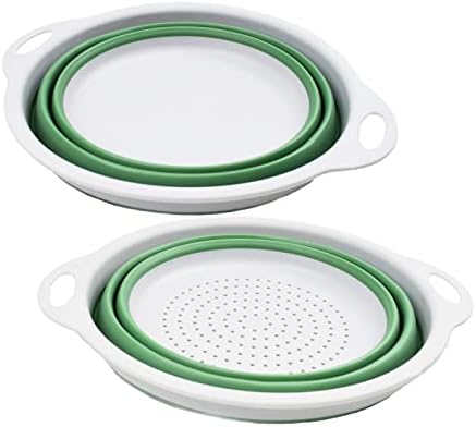 SAMMART 2.6L (0.68 gallons) Collapsible TPE/PP Colander & Bowl Set. Foldable Washing Basin - Portable Dish Washing Tub - Space Saving Colander