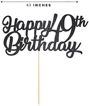 Black Happy 49th Birthday Cake Topper, Black Glitter Cheers To 49 Years Party Cakes Decorations, Supply