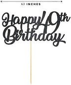 Black Happy 49th Birthday Cake Topper, Black Glitter Cheers To 49 Years Party Cakes Decorations, Supply