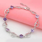 Sterling Steel Heart Bracelet for Women – Romantic Purple Gemstone Jewelry, Elegant Gift for Anniversary, Birthday, Valentine’s Day