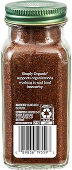 Simply Organic Ancho Chili Powder, 2.85 Ounce Jar, Certified Organic Poblano Peppers, Mexican, Southwest, Popcorn & Chocolate