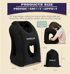 Inflatable Travel Pillows for Airplanes, Blow Up Travel Pillow for Train Office Car with Chin and Neck Support, Inflatable Travel Pillow for Sleep Support with Eye Mask,Storage Bag & Earplugs (Black)