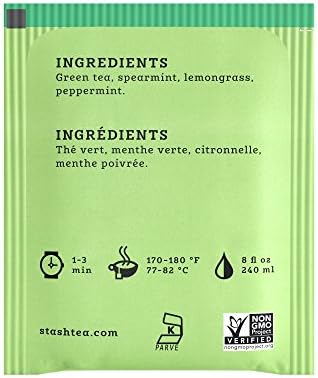Stash Tea Moroccan Mint Green Tea - Caffeinated, Non-GMO Project Verified Premium Tea with No Artificial Ingredients, 20 Count (Pack of 6) - 120 Bags Total