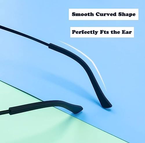 Eyeglass Sunglasses Temple Tips,BEHLINE Temple End Tips Ear Pads Tube Ear Sock,Soft Silicone Anti-Slip for Flat Thin Metal Eyeglass Legs 2mm X 1mm (Black,1 Pair))