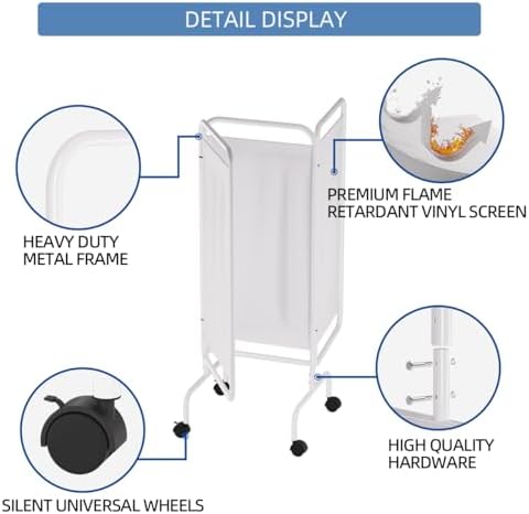 INNOVART 3-Panel Mobile Medical Privacy Screen Room Divider with Wheels, Foldable Flame Retardant Vinyl Room Divider Panels Easy for Storage, Portable Partition Dividers for Hospitals, Clinics, Salons