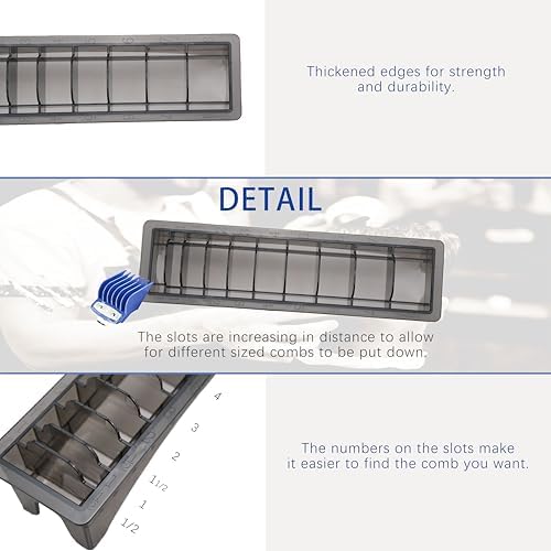 2pcs Barber Clipper Guard Holder Case, Rectangular Plastic Guide Comb Storage Box with 10 Slots, Professional Barber Supplies for Universal Hair Clippers