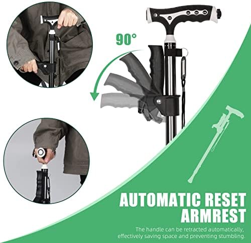 Hold 440 Lbs Walking Cane for Men & Women Aluminum Alloy Lightweight Height Adjustable Walking Stick Heavy Duty Foldbale Free Standing Cane with LED for Seniors Adults