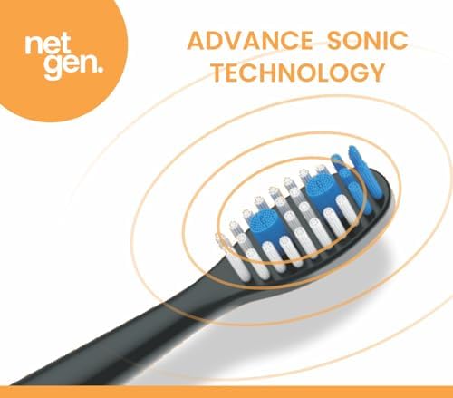 Replacement Sonic Toothbrush Heads | Soft and Comfortable Electronic Brush | Compatible with All NetGen Toothbrush Models | Black - Pack of 2