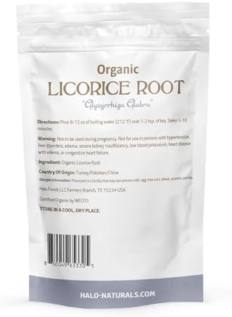 Organic Licorice Root Cut & Sifted, 4 Ounces (Glycyrrhiza glabra) USDA Certified | Resealable Pouch| Packaged in The USA