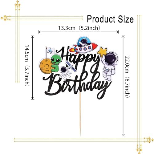 1 PCS Outer Space Happy Birthday Cake Topper Rocket Planet Space Theme Party cake decoration,Baby Shower for Universe Outer Space Theme Baby Shower Kids Birthday Party Decorations Supplies