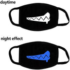 Cool Luminous Unisex Face Mouth Mask 5 PCS Black Anti Dust Anime Mask for Teens Blue