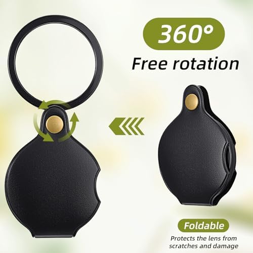 2 Pcs 20X Pocket Magnifying Glass Rotating Folding Magnifying Glass Portable Mini Magnifier for Seniors Reading Newspaper Book Close Work Exploring(Black)