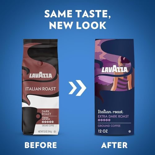 Lavazza Italian Roast Ground Coffee 6 Bags of 12oz, Dark Roast, Strong and Bold Taste, Intensity 5/5, 100% Arabica, Ideal for Drip Brewers, (Pack of 6) - Package May Vary