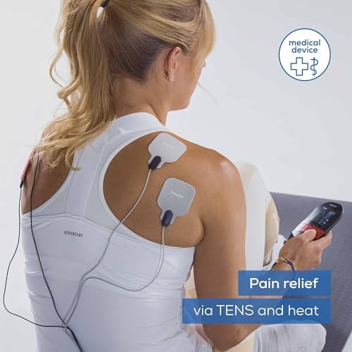 Beurer EM59 Digital 3-in-1 TENS Unit, EMS & Heat Therapy for Pain Relief & Relaxation, Muscle Stimulator with 2 Adjustable Channels, 64 Applications, Timer Function