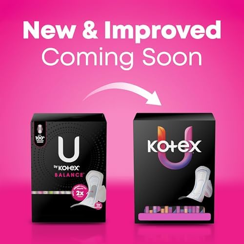 U by Kotex Balance Ultra Thin Overnight Pads with Wings, 78 Count (6 Packs of 13) (Packaging May Vary)