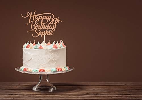 Personalised Birthday Cake Topper Customized Any Name Age Party Cake Decoration 16 18 21 30 40 Double Sided Glitter Card Gold
