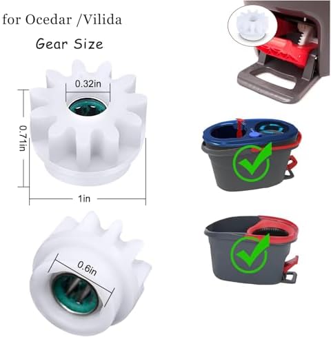 Spin Mop Bucket Gear Easy Mop Pedal Broom Bearing Gears Repair Compatible with Ocedar Vilida, One Way Clutch Bearing Bucket Gear Sprockets for Spin Mop Bucket (4PCS Gears)