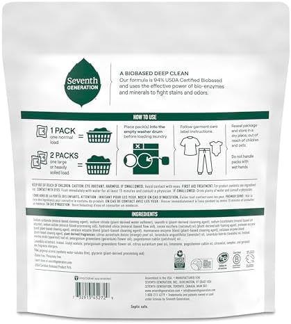 Seventh Generation Laundry Detergent Packs, Lavender, Biobased Deep Clean, EPA Safer Choice Certified, 64 Count
