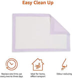 Amazon Basics Cat Pee Pads, Super Absorbent, Odor Control, Universal Fit for Litter Box, Disposable, Multi-Cat, Unscented, Purple and White, 20 Count