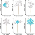 36 Pack He Asked She Said Yes Cupcake Toppers Glitter Love Heart I do Ring Snowflakes Bridal Shower Cake Food Picks Decorations for Wedding Engagement Theme Party Supplies