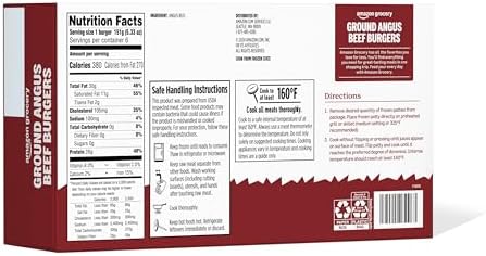 Amazon Grocery, Ground Angus Beef Burgers, 32 Oz, 6 Ct, Frozen
