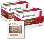 Dealmed Povidone Iodine Prep Pad 10% - Individually Sealed Packets Perfect for Wound Care and Portable First Aid Kits, 100/Box (Pack of 1)