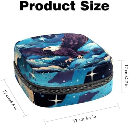 Sanitary Napkin Storage Bag, Zipper Period Pouch for Teen Girls Women, Portable Menstrual Tampons Collect Bags Starry Sky Eagle