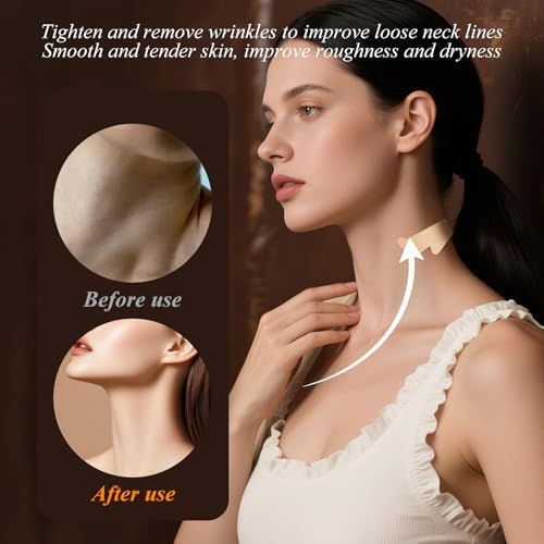 40 Pcs Neck Lift Tape Invisible Behind Neck, Instant Tightening and Lifting Tape for Sagging Skin, Invisible Face Lifting Bands Strips for Wrinkles & Double Chin (Beige, Large)