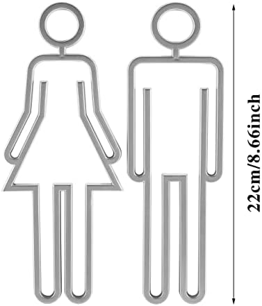 Acrylic Adhesive Backed Men's and Women's Bathroom Sign, Bathroom Door Signs, Restroom Signs for Business,Bathroom Signage (Silver)