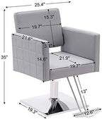BarberPub Salon Chair for Hair Stylist, Hydraulic Stylist Chair, Adjustable Height, PVC Leather, 360 Degrees Swivel, Barbershop, Home Salon, Adult 8821 (Grey)