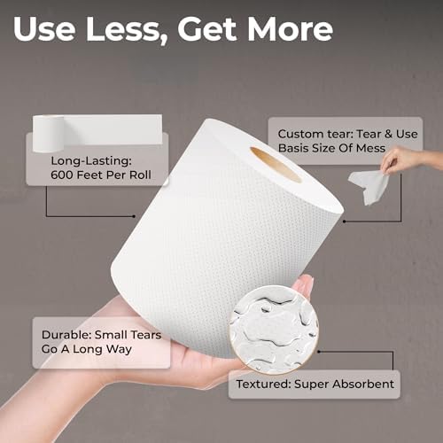 Restaurantware-Paper Towel Roll 600' x 1 Roll Long Paper Towel 8" Wide Hand Towel Roll 1 Ply Universal Dispenser 2" Core Hardwound High Absorbency Everyday Use For Commercial Washroom White