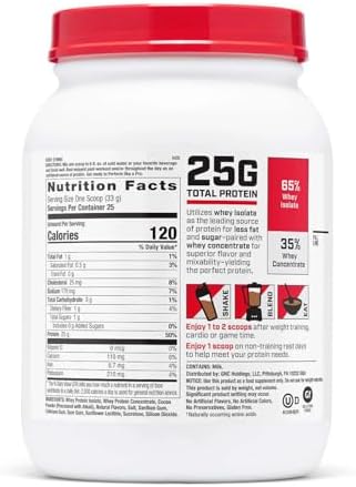 GNC Pro Performance 100% Whey Protein Powder 2.0, Fast Absorbing for Muscle Strength and Recovery, Chocolate, 25 Servings