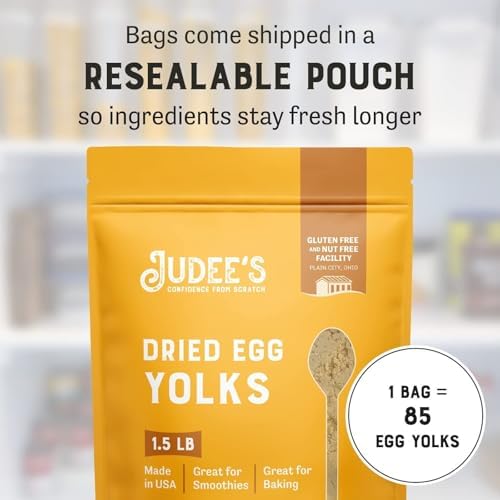 Judee's Gluten Free Dried Egg Yolk Powder - Protein-Rich Baking Mix & Egg Yolks for Baking - Gluten-Free Smoothie Booster & Protein Powder - 1.5 lb - Pack of 1