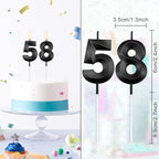Black 58th Birthday Candles for Cake Happy 58 Birthday Decorations Men Happy 58th Birthday Cake Topper 58 Cake Topper 58 Birthday Decorations for Women 85 Birthday Candles Cake Topper