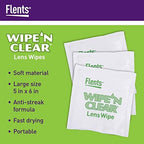 Flents Wipe 'N Clear Lens Cleaning Wipes, Pre-Moistened, Gentle Cleaning, AntiStreak, Fast Drying, 4 Portable Boxes Of 75, 300 Count, Individually Wrapped for Travel & Convenience, Made in the USA