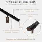 Modern Architectural Aluminum Stair Handrail for Indoor and Outdoor Stairs, Wall Mount Staircase Railing Kit with Stainless Steel Brackets and Screws, Powder Coated (Bronze/Satin Black, 8 Feet)