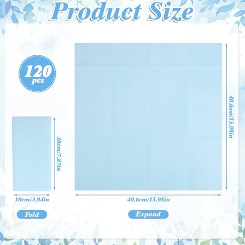 120 Pcs Light Blue Linen-Feel Paper Napkins with Built-in Flatware Pocket, Pocket Linen Napkins Prefolded Cloth Like Paper Napkins Bulk for Silverware Wedding Baby Shower Birthday Bridal Party