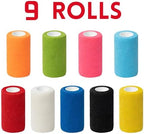 Self Adhesive Bandage Wrap, 4" X 5 Yards Elastic Cohesive Bandage Wrap, Color Athletic Tape, Vet Wrap, Ankle Tape,Non-Woven Cohesive Bandage,9 Pack