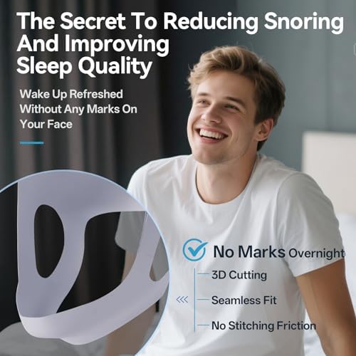Chin Strap for Sleeping with 4-Side Adjustment, Anti Snoring Chin Strap Elasticity, Anti Snoring Devices Breathable and Durable, Comfortable Snore Stopper for Adults, Gray, M