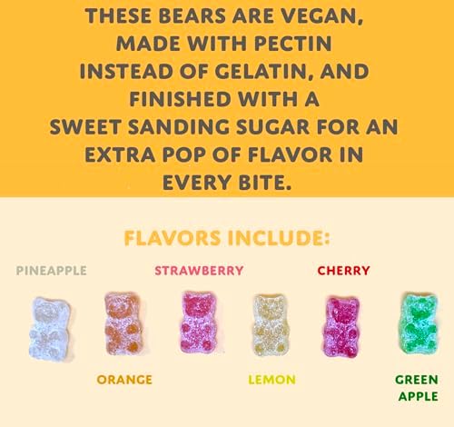 Sugarloo World Sanded Vegan Gummy Bears – Mixed Fruit Plant-Based Candy with a Firm Pectin Bite & Zesty Sugar Coating (10 oz, Gelatin-Free)