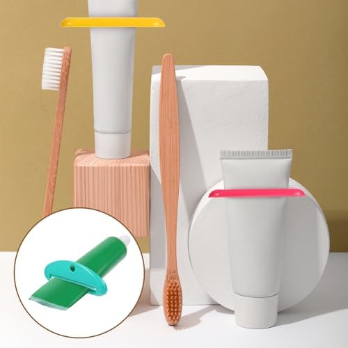 JJUNW 12Pcs Toothpaste Squeezers Bulk, 4 Colors Toothpaste Clips Tube Squeezer Dispenser, Toothpaste Rollers Clips for Hair Gel,Hand Cream, Paint Tubes, Cosmetics, Bathroom