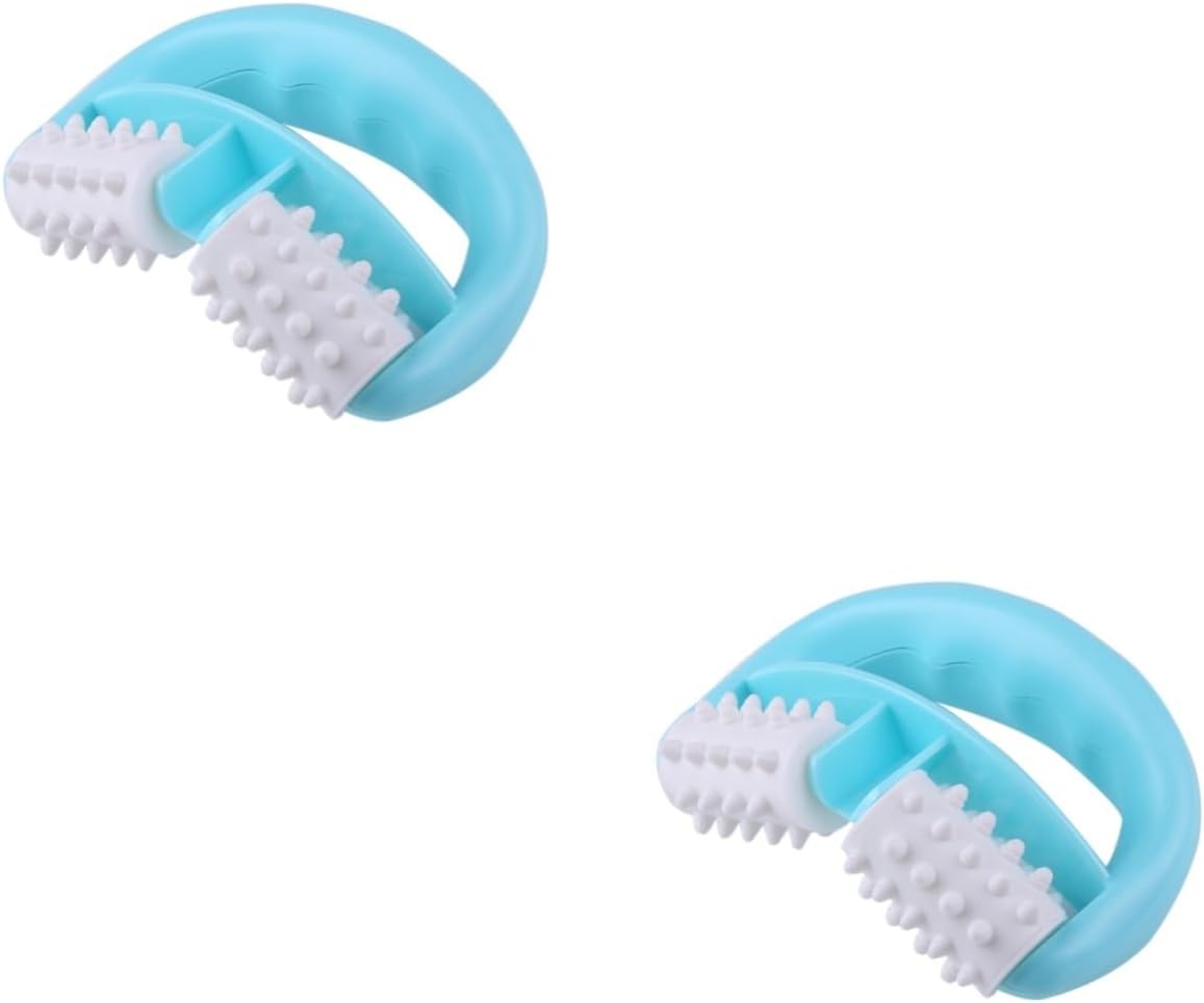 FRCOLOR 2pcs Plastic Studded Style Body Massage Roller Mitt Tool TPE Material Relieves Stress Circulation for Home Use