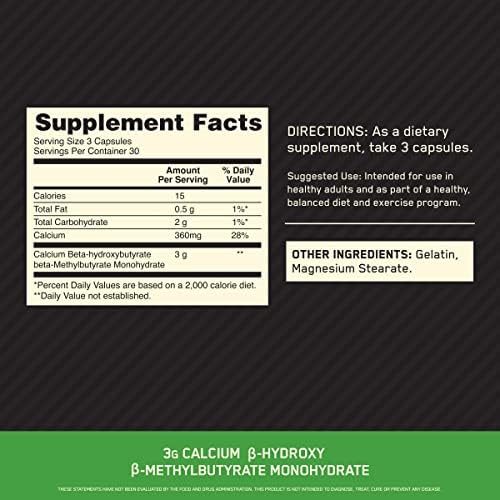 Optimum Nutrition HMB 1000 Caps, 1g of Calcium beta-Hydroxy beta-methylbutyrate per Capsule, 90 Capsules, 30 Servings