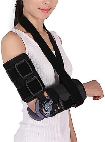 ROM Hinged Elbow Brace| Adjustable Elbow Brace Immobilizer Stabilizer|Post Op Arm Splint|Surgery Injury Recovery Pain Relief|Men & Women |Ulnar Nerve Entrapment|Tennis|Tendonitis