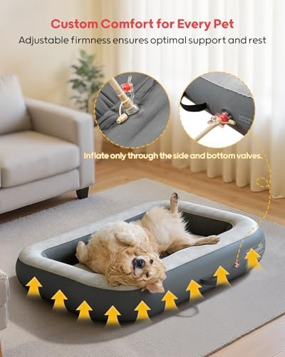 QPAU Inflatable Dog Bed for Home Travel and Outdoor, Pet Mattress for Small, Medium & Large Dogs (Pump Included