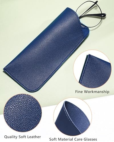 JELIEE 6 Pack Soft Eyeglass Cases Slim Reading Eyeglasses Cases Soft Leather Sunglasses Cases Portable Travel Glasses Storage Pouch for Men Woman（6 Colors）